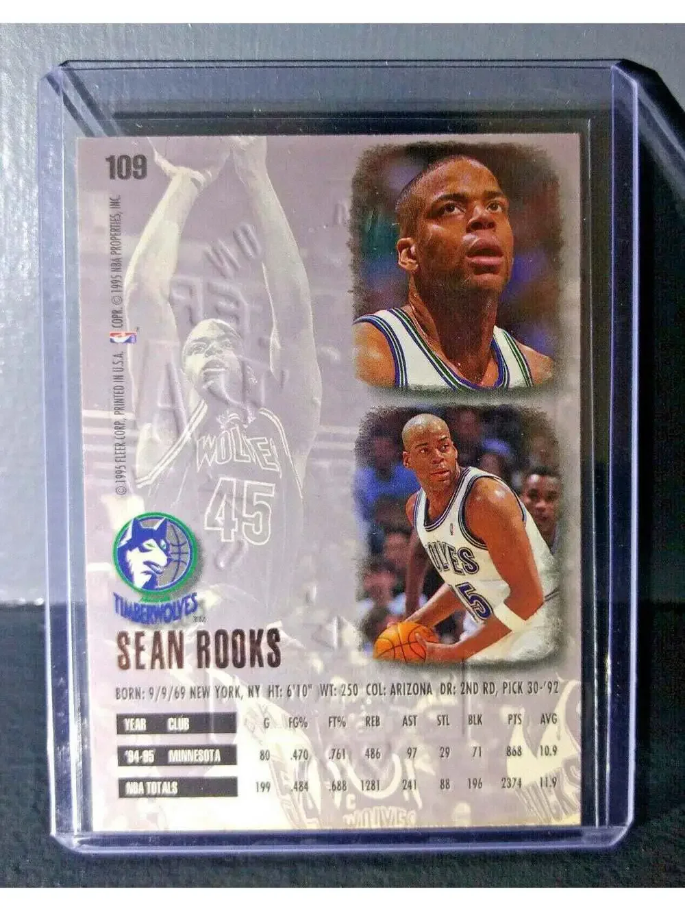 1995-96 Sean Rooks Fleer Ultra Gold Medallion #109 Basketball Card